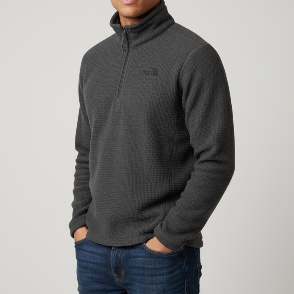The North Face Charcoal 1/4 zip Pullover Thin Fleece Sweatshirt M